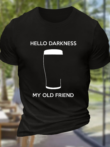 Men's Funny Saying Hello Darkness My Old Frien Cotton Casual T-Shirt - Modetalente - Modalova