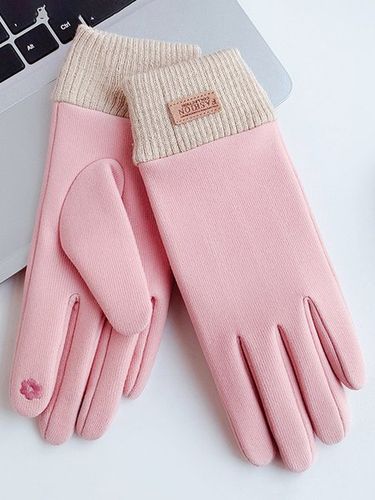 Solid Color Knit Stitching Suede Warm Windproof Women's Gloves - Just Fashion Now UK - Modalova
