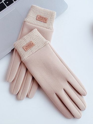 Solid Color Knit Stitching Suede Warm Windproof Women's Gloves - Just Fashion Now UK - Modalova