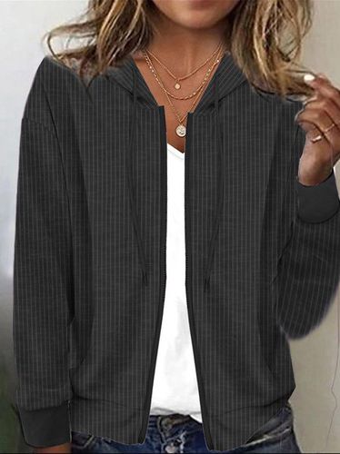 Knitted Loose Striped Casual Jacket - Just Fashion Now - Modalova