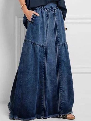 Women's Casual Brushed Elastic Waist Denim Skirt - Just Fashion Now - Modalova