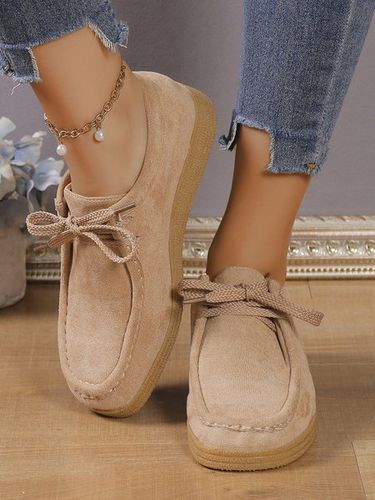 Women Plain Faux Suede Lace-Up Boat Shoes - Just Fashion Now UK - Modalova