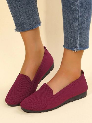 Women Casual Ribbed Fly-knit Fabric Slip On Shoes - Just Fashion Now - Modalova