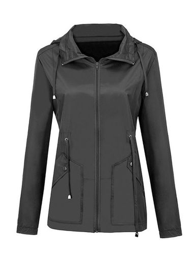 Zipper Plain Casual Trench Coat - Modetalente - Modalova