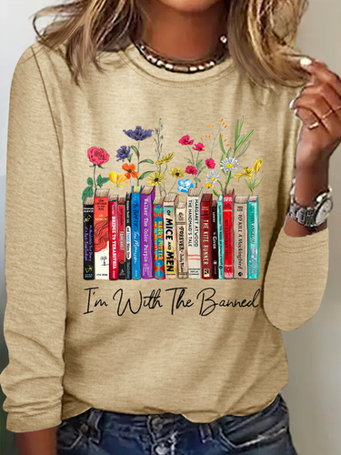 Women's I'm With The Banned Flowers Book Lover Gift Cotton-Blend Casual Shirt - Modetalente - Modalova