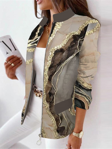 Stand Collar Casual Zipper Jacket - Just Fashion Now - Modalova