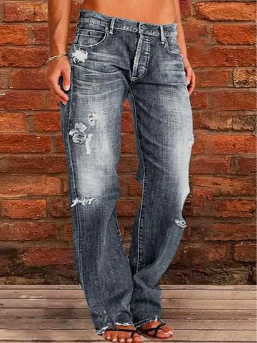 Loose Plain Casual Denim Jeans - Just Fashion Now - Modalova