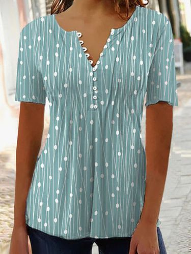 Geometric Printed Casual Jersey Loose Shirt - Modetalente - Modalova