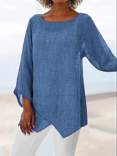 Asymmetric Linen Women Tunic Blouses - Just Fashion Now - Modalova