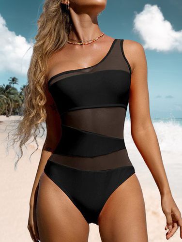 Sexy Plain One Shoulder One-Piece Swimsuit - Just Fashion Now - Modalova