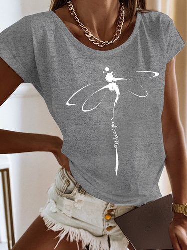 Casual Jersey Dragonfly Loose T-Shirt - Just Fashion Now - Modalova