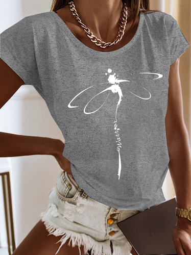 Casual Jersey Dragonfly Loose T-Shirt - Modetalente - Modalova