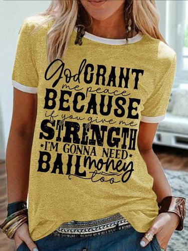 Women's God Crant Me Peace Because If You Give Me Strength I'M Gonna Need Ball Money Too Funny Easter Day Graphic Printing Casual Cotton-Blend Crew Ne - Modetalente - Modalova