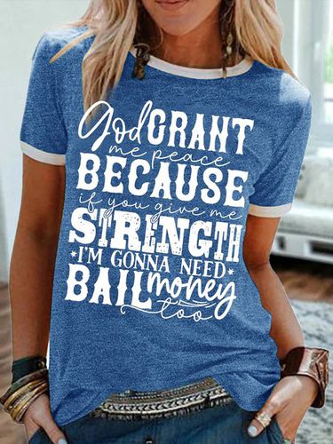 Women's God Crant Me Peace Because If You Give Me Strength I'M Gonna Need Ball Money Too Funny Easter Day Graphic Printing Casual Cotton-Blend Crew Ne - Modetalente - Modalova