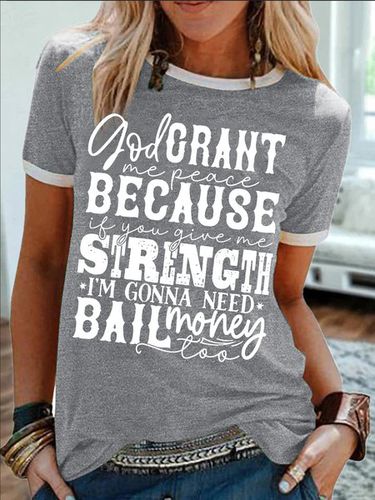 Women's God Crant Me Peace Because If You Give Me Strength I'M Gonna Need Ball Money Too Funny Easter Day Graphic Printing Casual Cotton-Blend Crew Ne - Modetalente - Modalova