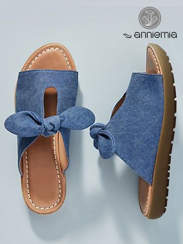 Comfortable Soft Bottom Fashion Knotted Blue Denim Sandals - Modetalente - Modalova