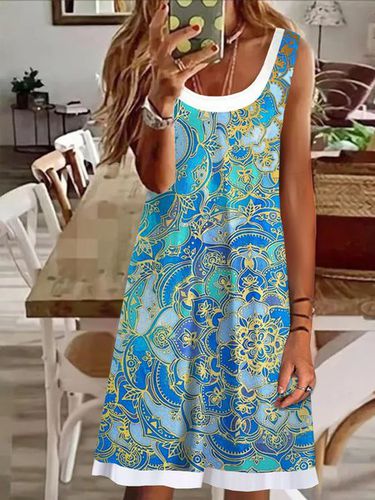 Ethnic Printed Jersey Loose Casual Dress - Modetalente - Modalova