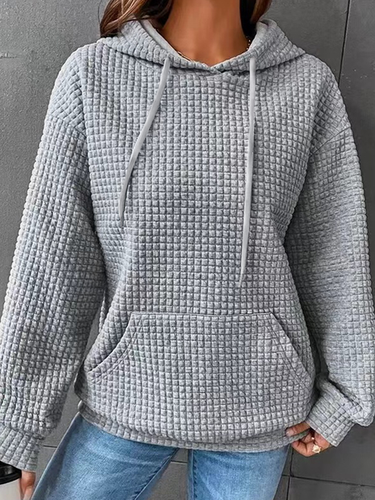 Cotton-Blend Plain Hoodie Casual Hoodie - Modetalente - Modalova