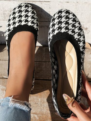 Casual Houndstooth Breathable Mesh Fabric Shallow Shoes - Just Fashion Now - Modalova