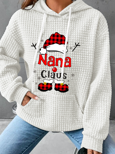 Christmas Grandma Claus Snowflake Casual Santa Claus Loose Hoodie - Just Fashion Now - Modalova