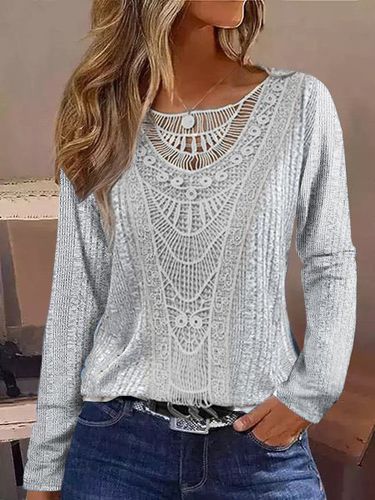 Lace Regular Fit Casual T-Shirt - Just Fashion Now - Modalova