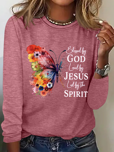 Blessed By God Loved By Jesus Led By The Spirit Casual Butterfly Shirt - Modetalente - Modalova