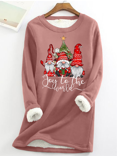 Joy To The World Gnome Santa Claus Crew Neck Casual Fleece Sweatshirt - Modetalente - Modalova