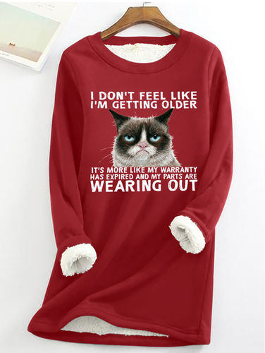 Women's Funny Qoute Grumpy Cat Cotton-Blend Casual Fleece Sweatshirt - Modetalente - Modalova