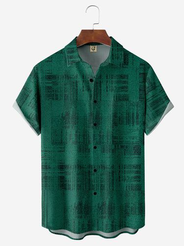 Geometric Plaid Chest Pocket Short Sleeve Casual Shirt - Modetalente - Modalova