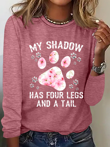 Funny Dog My Shadow Has Four Legs And A Tail Casual Long Sleeve Shirt - Modetalente - Modalova