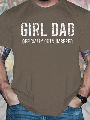Men's Funny Girl Dad Officially Outnumbered Graphic Printing Text Letters Crew Neck Loose Casual T-Shirt - Modetalente - Modalova