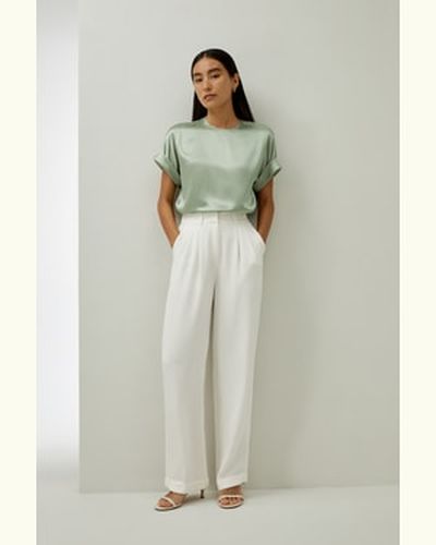 LILYSILK Top En Soie Manches Larges Col Rond Et Poignets Inclinés Soie De Mûrier Certifiée Oeko Texture Luxueuse Xs - LILYSILK - Modalova