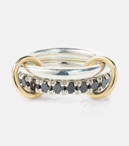 Enzo SG Noir sterling and 18kt gold linked rings with black diamonds - Spinelli Kilcollin - Modalova