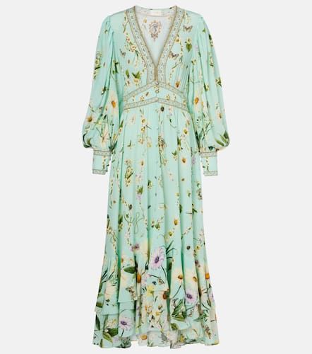Robe longue Floral Freefall en soie à ornements - Camilla - Modalova