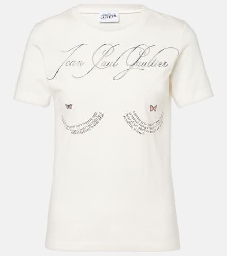 T-shirt in jersey di cotone con logo - Jean Paul Gaultier - Modalova