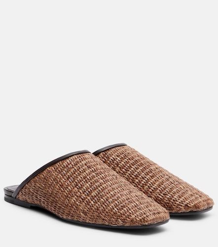 Leather-trimmed raffia mules - Brunello Cucinelli - Modalova
