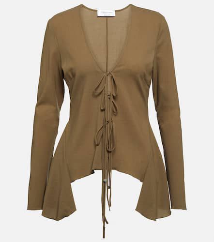 Ruffled tie-front wool-blend blouse - Blumarine - Modalova