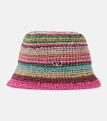 VLogo Signature striped crochet bucket hat - Valentino - Modalova