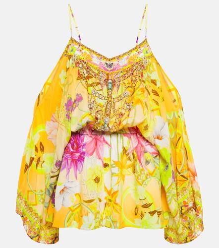 Floral embellished silk playsuit - Camilla - Modalova