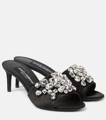 Mules de satén adornados con cristales - Dolce&Gabbana - Modalova