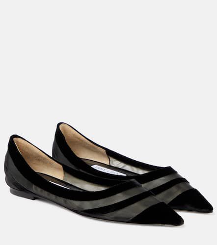 Love tulle-trimmed velvet ballet flats - Jimmy Choo - Modalova