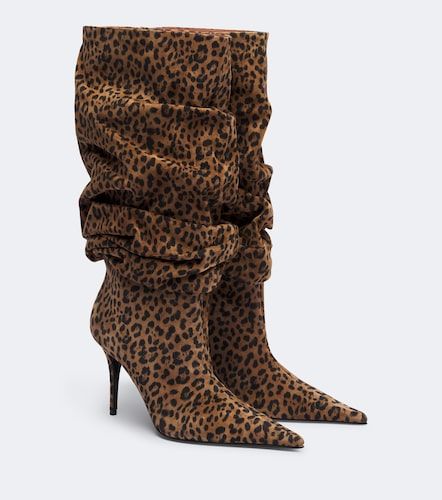 Anok leopard-print suede knee-high boots - Amina Muaddi - Modalova