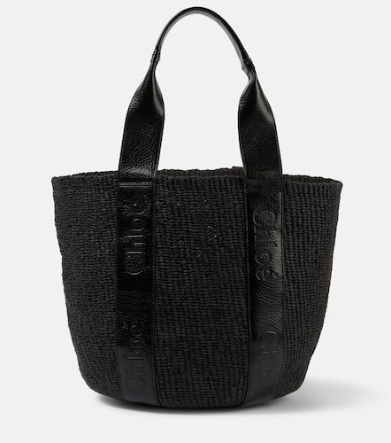 Chloé Woody Medium raffia-effect tote bag - Chloe - Modalova