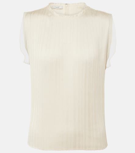 Chiffon-trimmed pleated satin top - Vince - Modalova