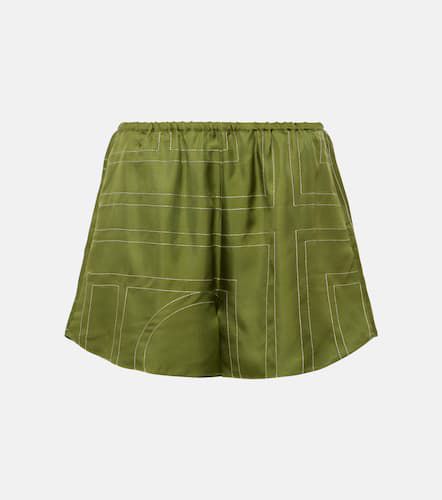 Monogram silk satin pajama shorts - Toteme - Modalova