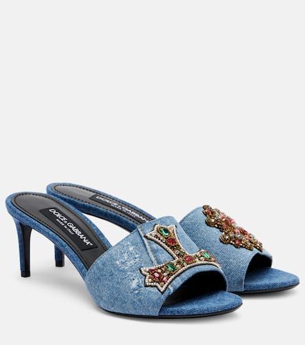 Crystal-embellished denim mules - Dolce&Gabbana - Modalova