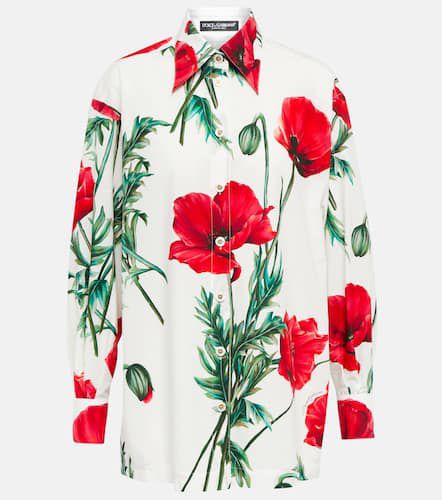 Camicia in popeline di cotone con stampa - Dolce&Gabbana - Modalova
