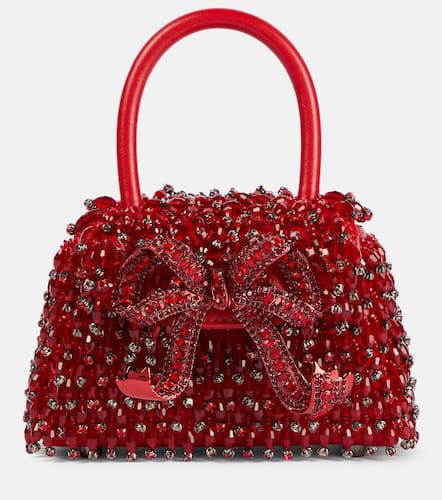 Bow Micro beaded leather tote bag - Self-Portrait - Modalova