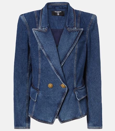 Double-breasted denim blazer - Balmain - Modalova