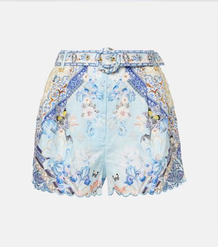 Shorts de lino floral con cinturón - Camilla - Modalova